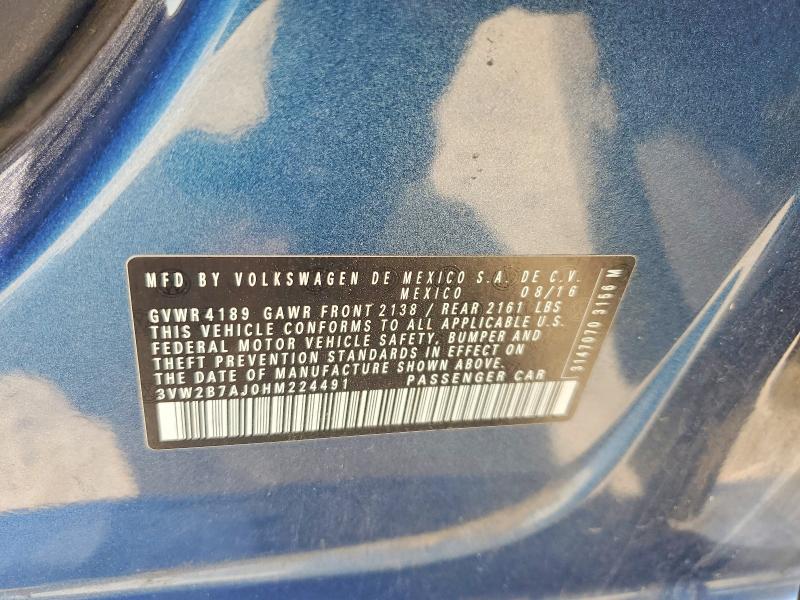 Продаж на аукціоні авто 2017 Volkswagen Jetta, vin: 3VW2B7AJ0HM224491, номер лоту: 57488876