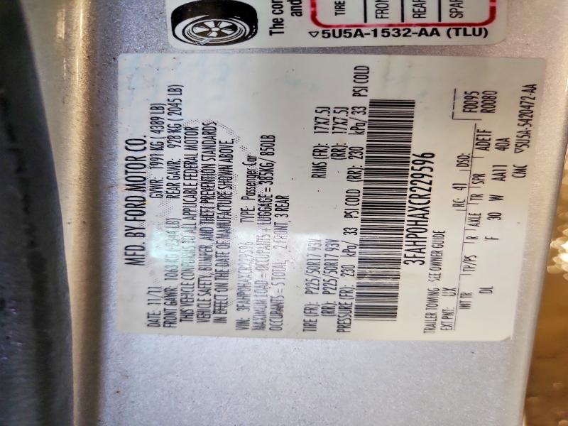 Продаж на аукціоні авто 2012 Ford Fusion, vin: 3FAHP0HAXCR229596, номер лоту: 56360346