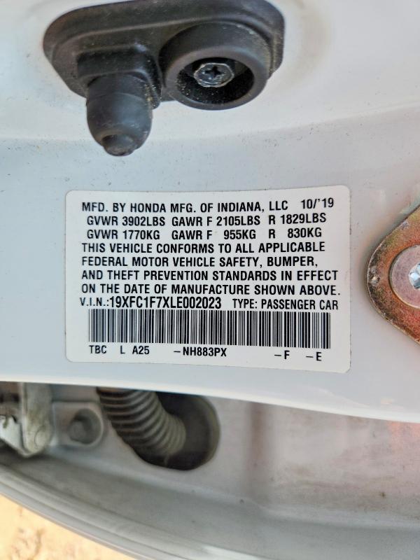 Aukcja sprzedaży 2020 Honda Civic, vin: 19XFC1F7XLE002023, numer aukcji: 56836716