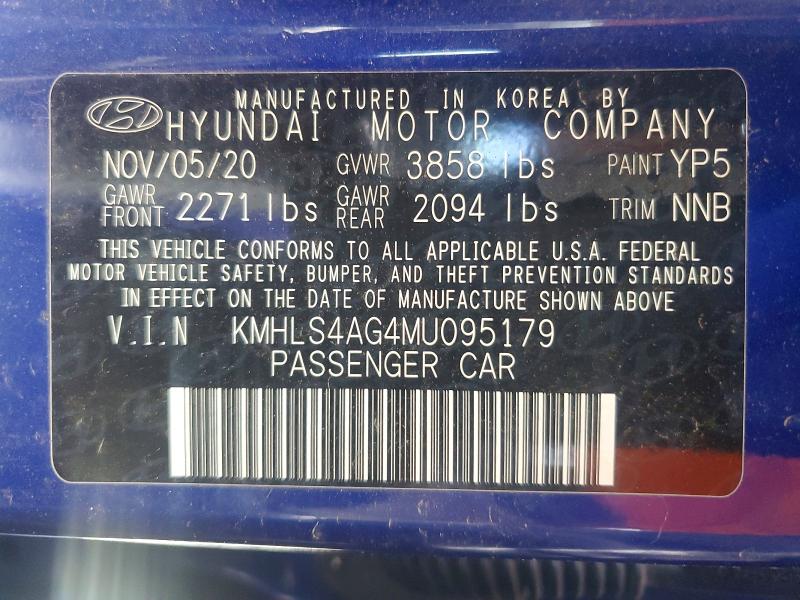 56404526 :رقم المزاد ، KMHLS4AG4MU095179 vin ، 2021 Hyundai Elantra مزاد بيع