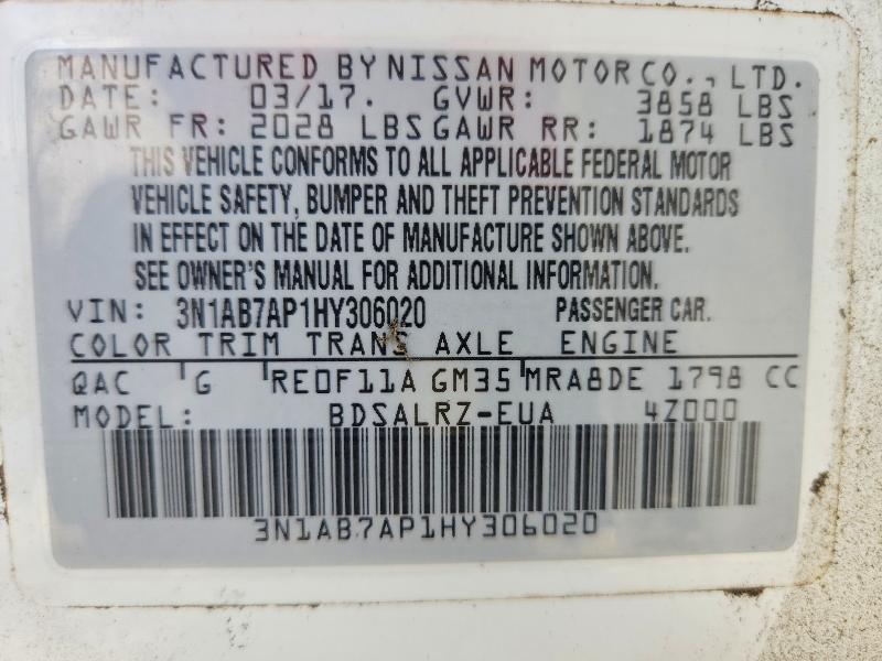 56606736 :رقم المزاد ، 3N1AB7AP1HY306020 vin ، 2017 Nissan Sentra مزاد بيع