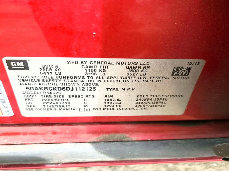 Aukcja sprzedaży 2013 Buick Enclave, vin: 5GAKRCKD6DJ112125, numer aukcji: 57769046