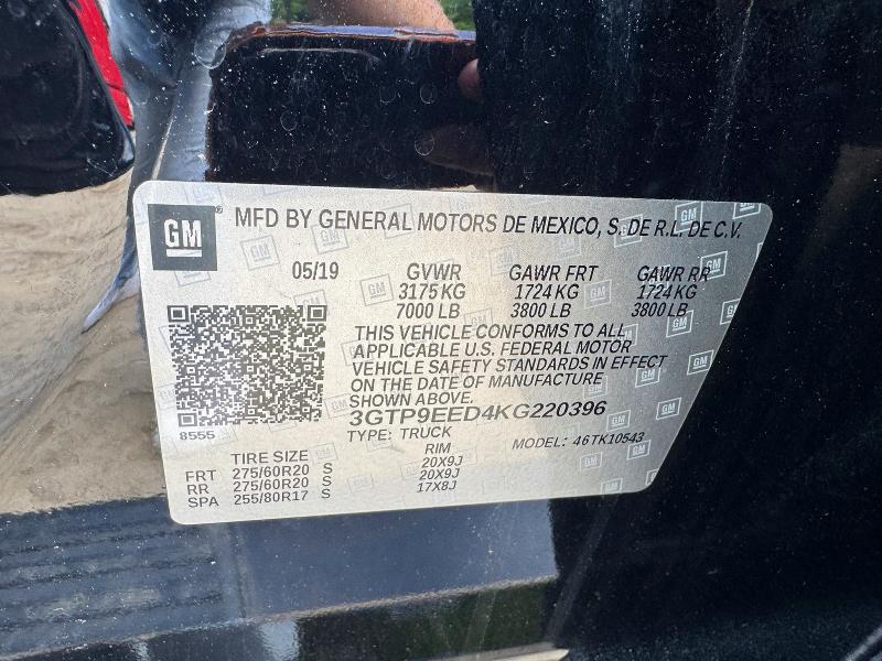 Продаж на аукціоні авто 2019 Gmc Sierra, vin: 3GTP9EED4KG220396, номер лоту: 55475266