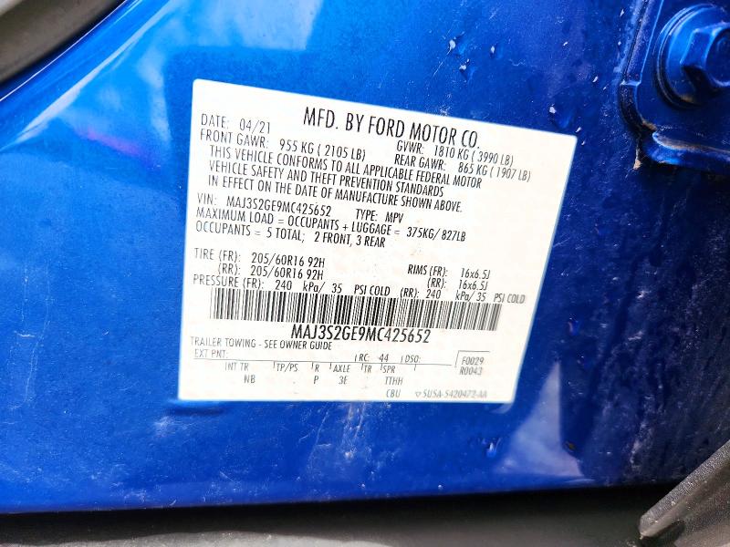 Aukcja sprzedaży 2021 Ford Ecosport, vin: MAJ3S2GE9MC425652, numer aukcji: 56712456