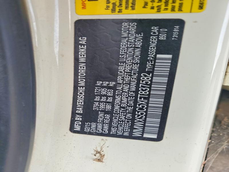 2015 Mini Cooper მანქანა იყიდება აუქციონზე, vin: WMWXS5C5XFT837582, აუქციონის ნომერი: 57174176