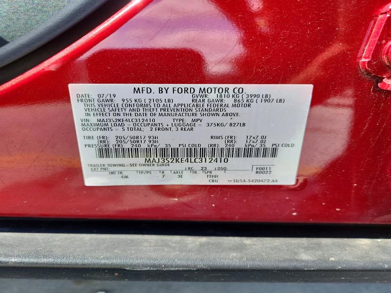 57588196 :رقم المزاد ، MAJ3S2KE4LC312410 vin ، 2020 Ford Ecosport مزاد بيع