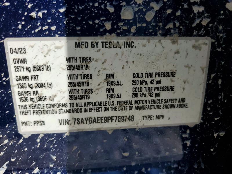 2023 Tesla Model Y მანქანა იყიდება აუქციონზე, vin: 7SAYGAEE9PF769748, აუქციონის ნომერი: 56813076