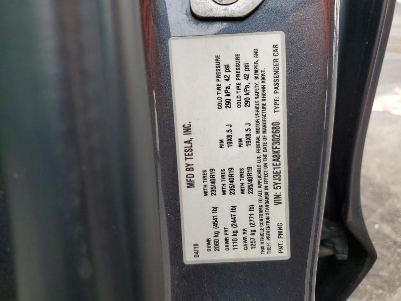 Продажа на аукционе авто 2019 Tesla 3, vin: 5YJ3E1EA8KF302680, номер лота: 58565836