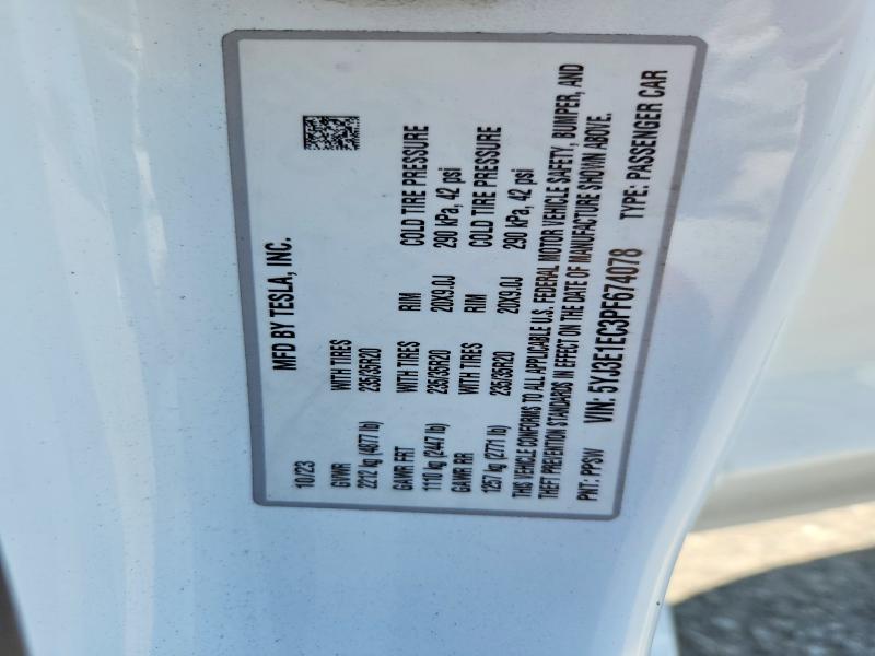 Aukcja sprzedaży 2023 Tesla Model 3, vin: 5YJ3E1EC3PF674078, numer aukcji: 58438486
