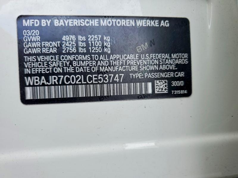 Продажа на аукционе авто 2020 Bmw 530, vin: WBAJR7C02LCE53747, номер лота: 57955566