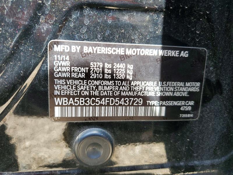 2015 Bmw 535 მანქანა იყიდება აუქციონზე, vin: WBA5B3C54FD543729, აუქციონის ნომერი: 58192356