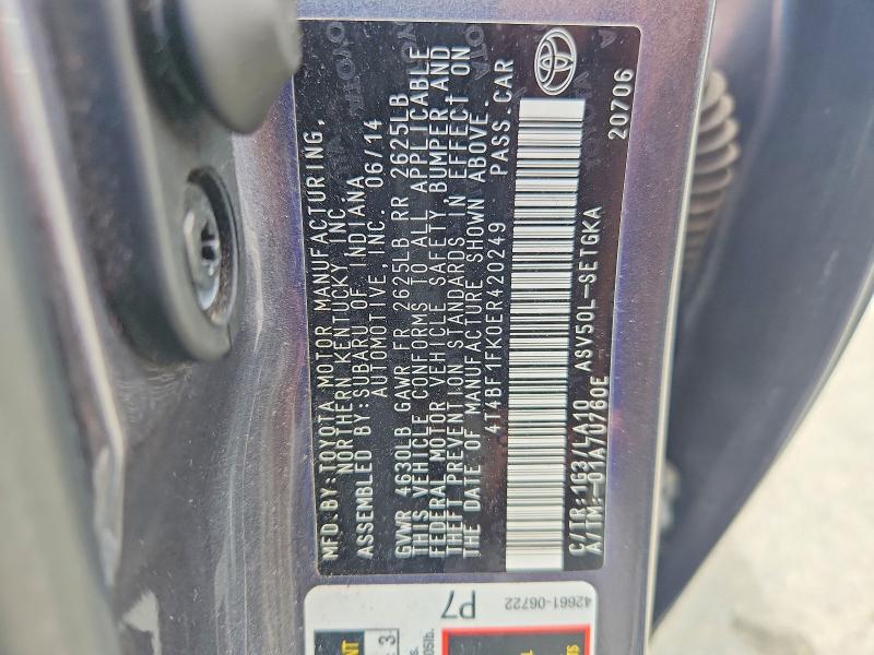 Продаж на аукціоні авто 2014 Toyota Camry, vin: 4T4BF1FK0ER420249, номер лоту: 57881136