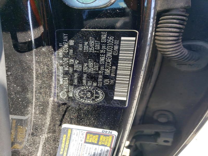2022 Hyundai Tucson მანქანა იყიდება აუქციონზე, vin: KM8JCCAE0NU031056, აუქციონის ნომერი: 56951066