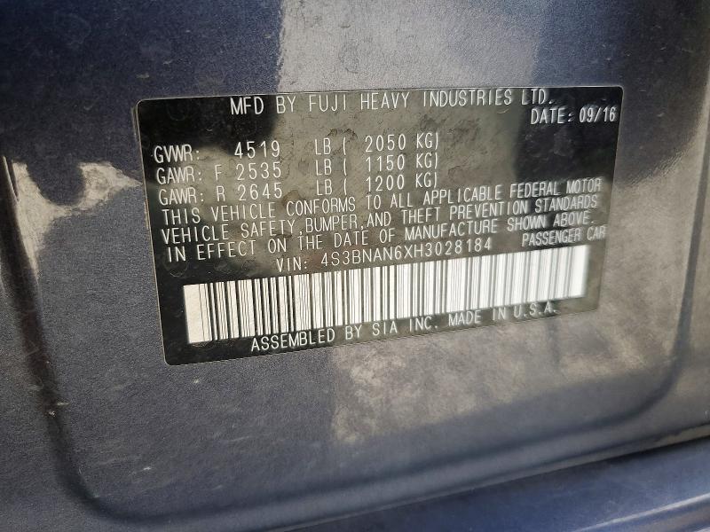 Auction sale of the 2017 Subaru Legacy, vin: 4S3BNAN6XH3028184, lot number: 55681896