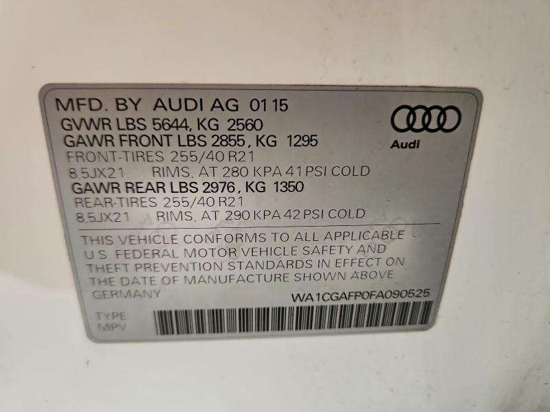 Aukcja sprzedaży 2015 Audi Sq5, vin: WA1CGAFP0FA090525, numer aukcji: 58748556