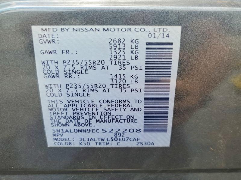 Aukcja sprzedaży 2014 Infiniti Qx60, vin: 5N1AL0MN9EC522208, numer aukcji: 58237886