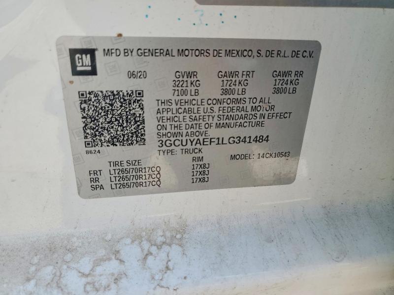 Aukcja sprzedaży 2020 Chevrolet Silverado, vin: 3GCUYAEF1LG341484, numer aukcji: 55148216
