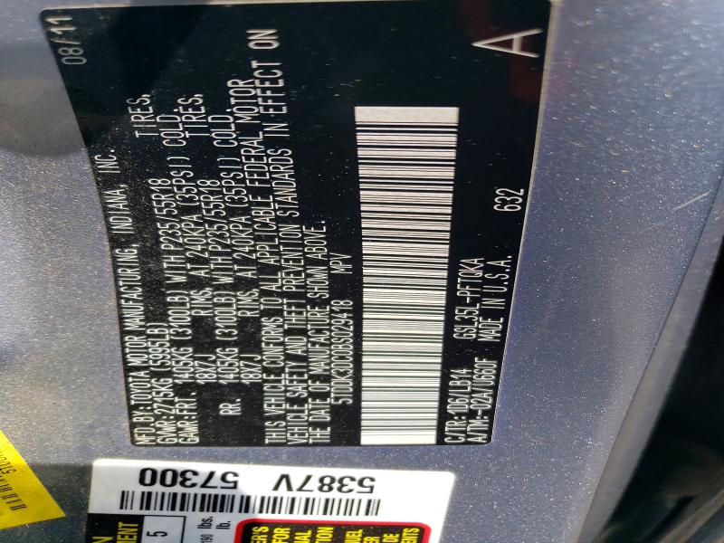 Aukcja sprzedaży 2011 Toyota Sienna, vin: 5TDDK3DC0BS029418, numer aukcji: 57392956