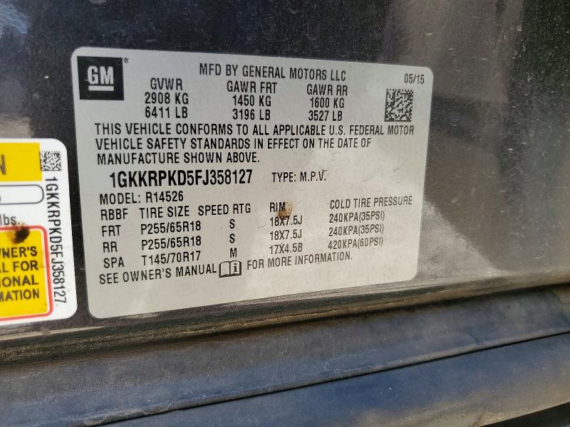 Продажа на аукционе авто 2015 Gmc Acadia, vin: 1GKKRPKD5FJ358127, номер лота: 58542846