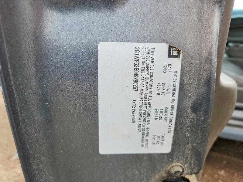 55575696 :رقم المزاد ، 2G1WF52E049290257 vin ، 2004 Chevrolet Impala مزاد بيع