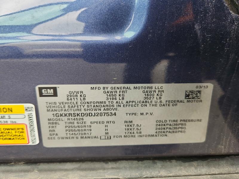 56502736 :رقم المزاد ، 1GKKRSKD9DJ207534 vin ، 2013 Gmc Acadia مزاد بيع