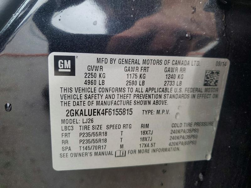Aukcja sprzedaży 2015 Gmc Terrain, vin: 2GKALUEK4F6155815, numer aukcji: 56043556