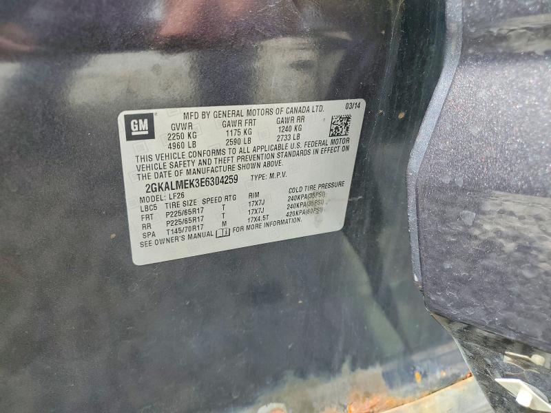 Aukcja sprzedaży 2014 Gmc Terrain, vin: 2GKALMEK3E6304259, numer aukcji: 58187476
