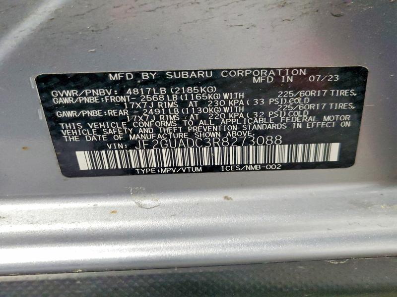 Продажа на аукционе авто 2024 Subaru Crosstrek, vin: JF2GUADC3R8273088, номер лота: 56442756