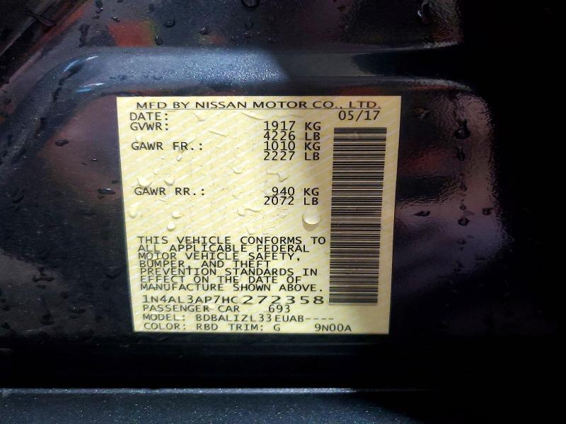 56588886 :رقم المزاد ، 1N4AL3AP7HC272358 vin ، 2017 Nissan Altima مزاد بيع