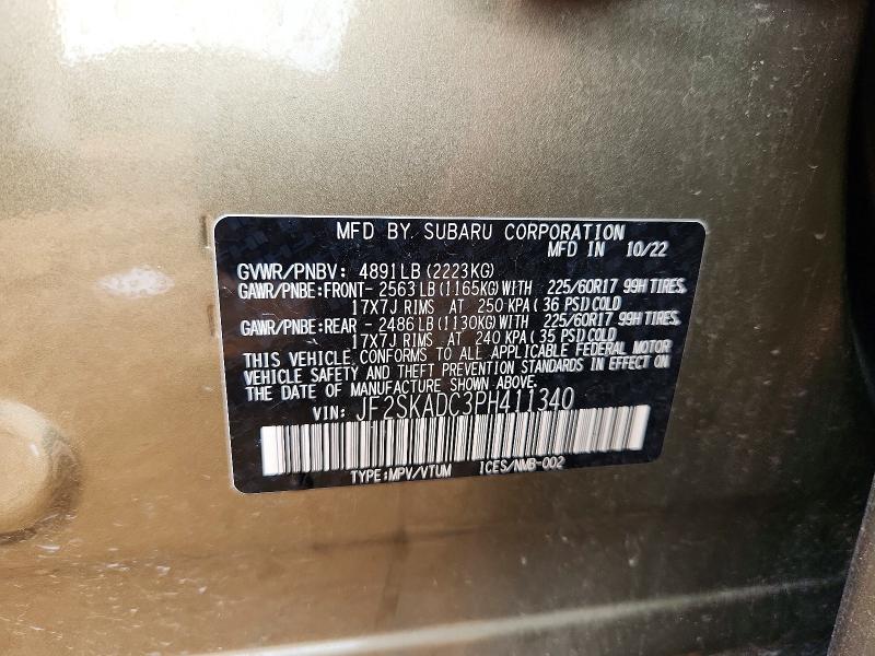 Продажа на аукционе авто 2023 Subaru Forester, vin: JF2SKADC3PH411340, номер лота: 57641346