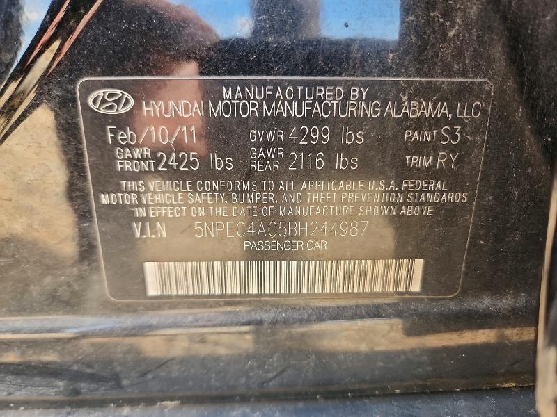 Aukcja sprzedaży 2011 Hyundai Sonata, vin: 5NPEC4AC5BH244987, numer aukcji: 57582576