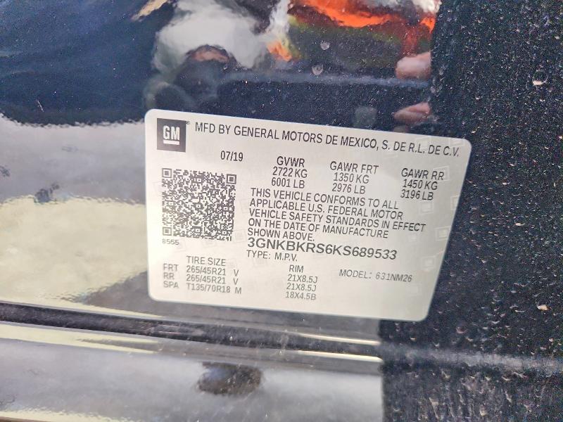 59185636 :رقم المزاد ، 3GNKBKRS6KS689533 vin ، 2019 Chevrolet Blazer مزاد بيع