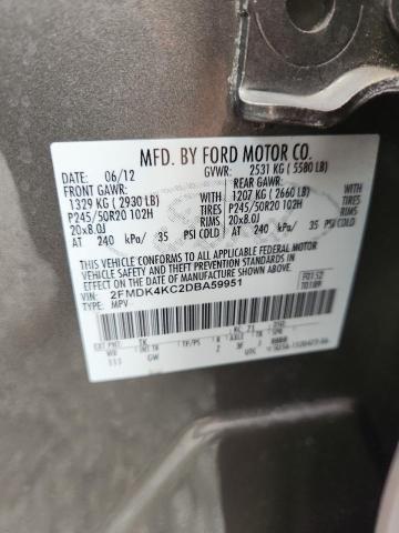 2013 Ford Edge მანქანა იყიდება აუქციონზე, vin: 2FMDK4KC2DBA59951, აუქციონის ნომერი: 58327536