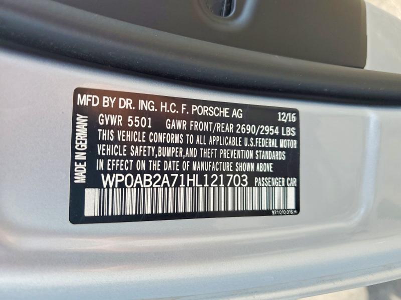 Продажа на аукционе авто 2017 Porsche Panamera, vin: WP0AB2A71HL121703, номер лота: 55924016