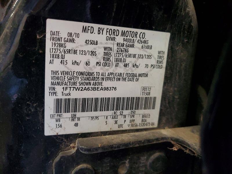 2011 Ford F250 მანქანა იყიდება აუქციონზე, vin: 1FT7W2A63BEA98376, აუქციონის ნომერი: 58770366