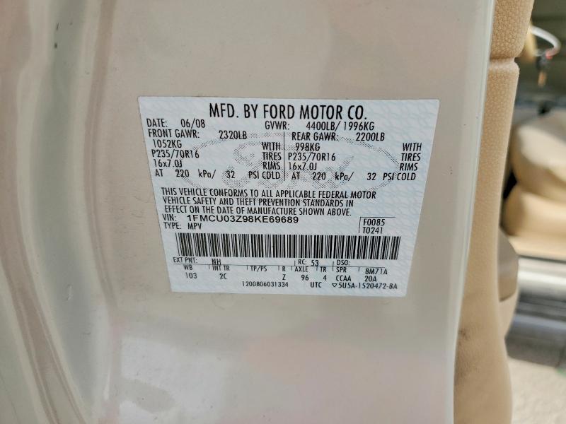2008 Ford Escape მანქანა იყიდება აუქციონზე, vin: 1FMCU03Z98KE69689, აუქციონის ნომერი: 55866846