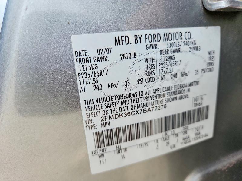Продаж на аукціоні авто 2007 Ford Edge, vin: 2FMDK36CX7BA72276, номер лоту: 58123146