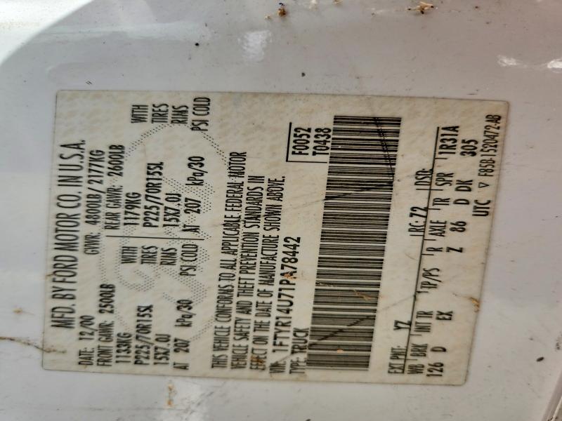58653606 :رقم المزاد ، 1FTYR14U71PA78442 vin ، 2000 Ford Ranger مزاد بيع