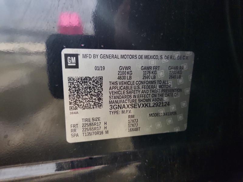 Продаж на аукціоні авто 2019 Chevrolet Equinox, vin: 3GNAXSEVXKL292124, номер лоту: 58837696