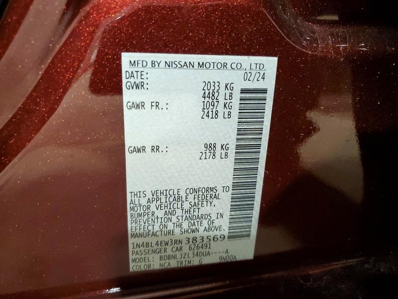58033896 :رقم المزاد ، 1N4BL4EW3RN383569 vin ، 2024 Nissan Altima مزاد بيع