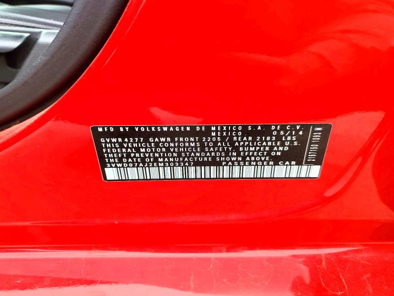 2014 Volkswagen Jetta მანქანა იყიდება აუქციონზე, vin: 3VWD07AJ2EM303347, აუქციონის ნომერი: 56687586