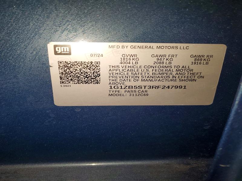 56171546 :رقم المزاد ، 1G1ZB5ST3RF247991 vin ، 2024 Chevrolet Malibu مزاد بيع