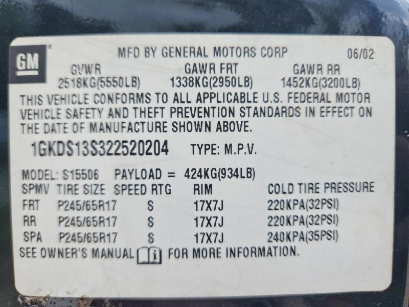 Продаж на аукціоні авто 2002 Gmc Envoy, vin: 1GKDS13S322520204, номер лоту: 57130626