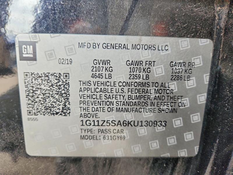 Продажа на аукционе авто 2019 Chevrolet Impala, vin: 1G11Z5SA6KU130933, номер лота: 60901106