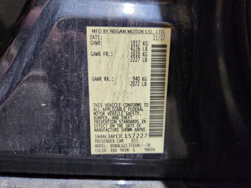 Aukcja sprzedaży 2018 Nissan Altima, vin: 1N4AL3AP1JC157227, numer aukcji: 58653536