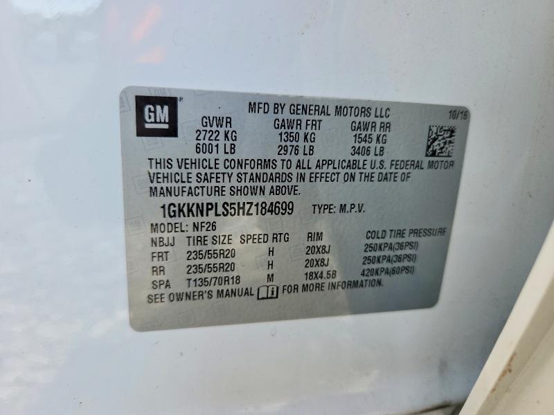 Продаж на аукціоні авто 2017 Gmc Acadia, vin: 1GKKNPLS5HZ184699, номер лоту: 59289086