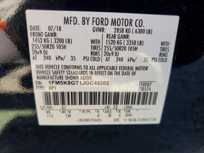 Aukcja sprzedaży 2018 Ford Explorer, vin: 1FM5K8GT1JGC49202, numer aukcji: 57642166