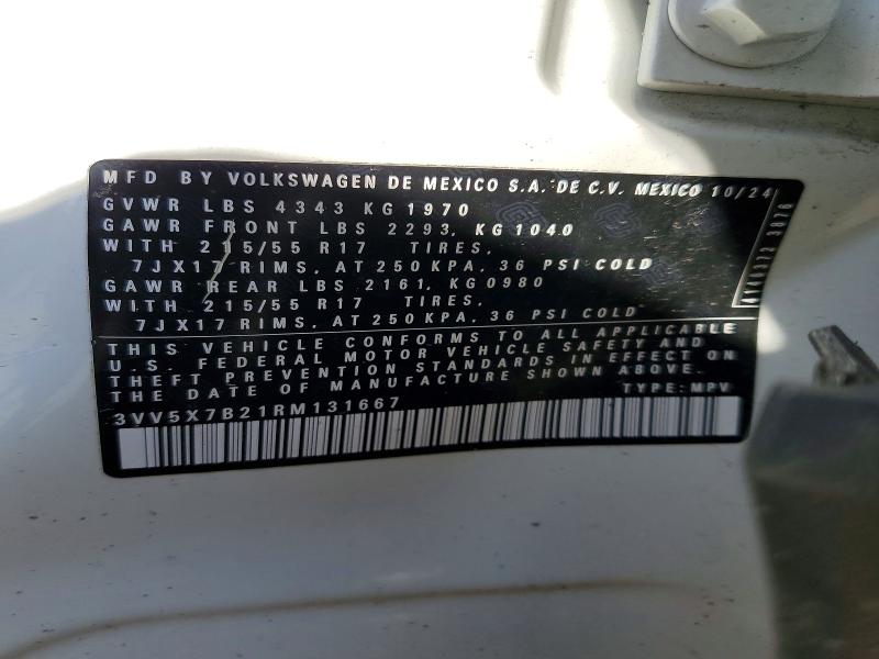 Aukcja sprzedaży 2024 Volkswagen Taos, vin: 3VV5X7B21RM131667, numer aukcji: 55907986