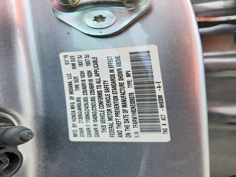 57663666 :رقم المزاد ، 7FARW1H82KE009376 vin ، 2019 Honda Cr-v مزاد بيع