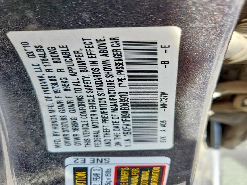 Продажа на аукционе авто 2010 Honda Civic, vin: 19XFA1F89AE048910, номер лота: 59537586